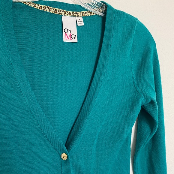 Teal, fitted cardigan with gold buttons - Picture 4 of 5